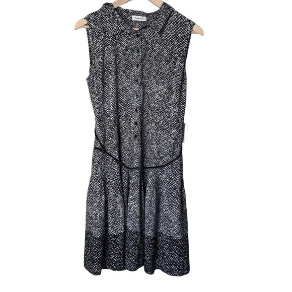 Calvin Klein sleeveless black and white print women's dress size 14 NWT - Picture 6 of 14